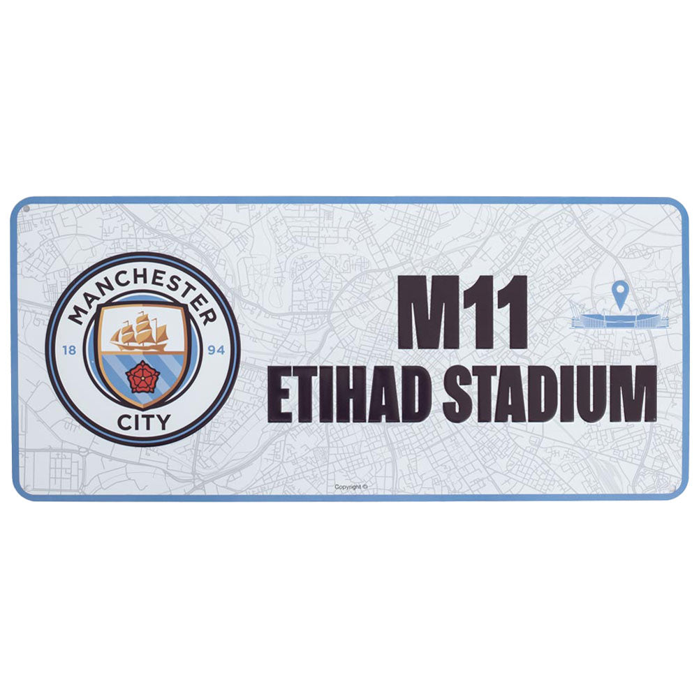 Manchester City Football Club Route Sign - Stamped Metal Wall Decor