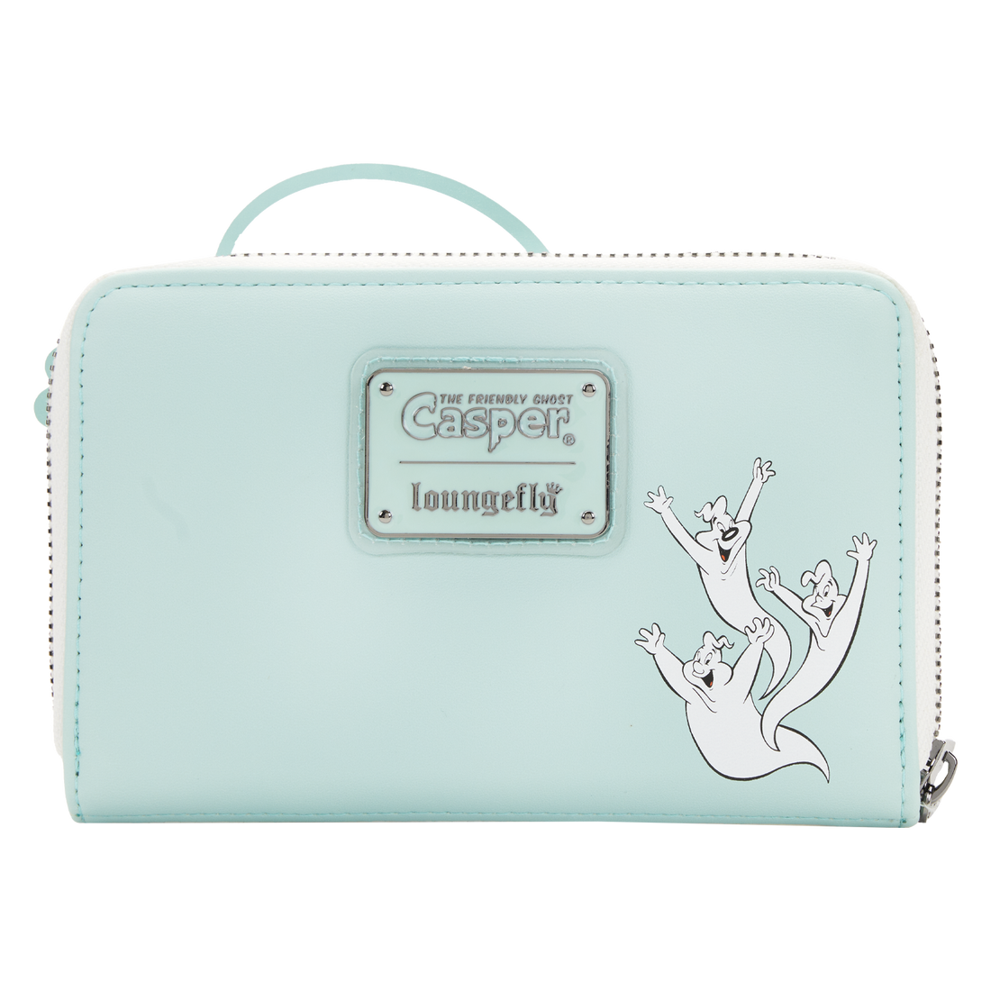 Loungefly Brand Universal Studios Licensed Zip Around Wallet Featuring Casper the Friendly Ghost and the Catchphrase 'Let's Be Friends'