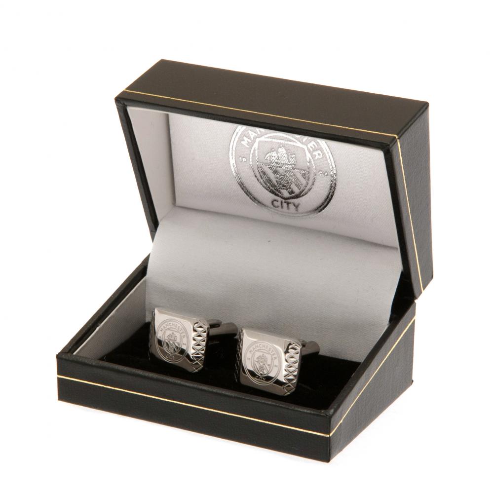 High - Quality Manchester City Football Club Stainless Steel Patterned Dress Cufflinks for Men