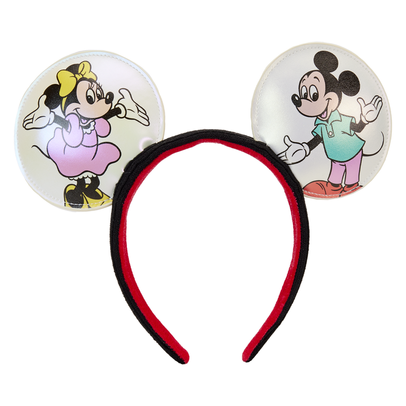 Loungefly Disney100 Iridescent Mini Backpack with Mickey & Friends Print and Ear Headband