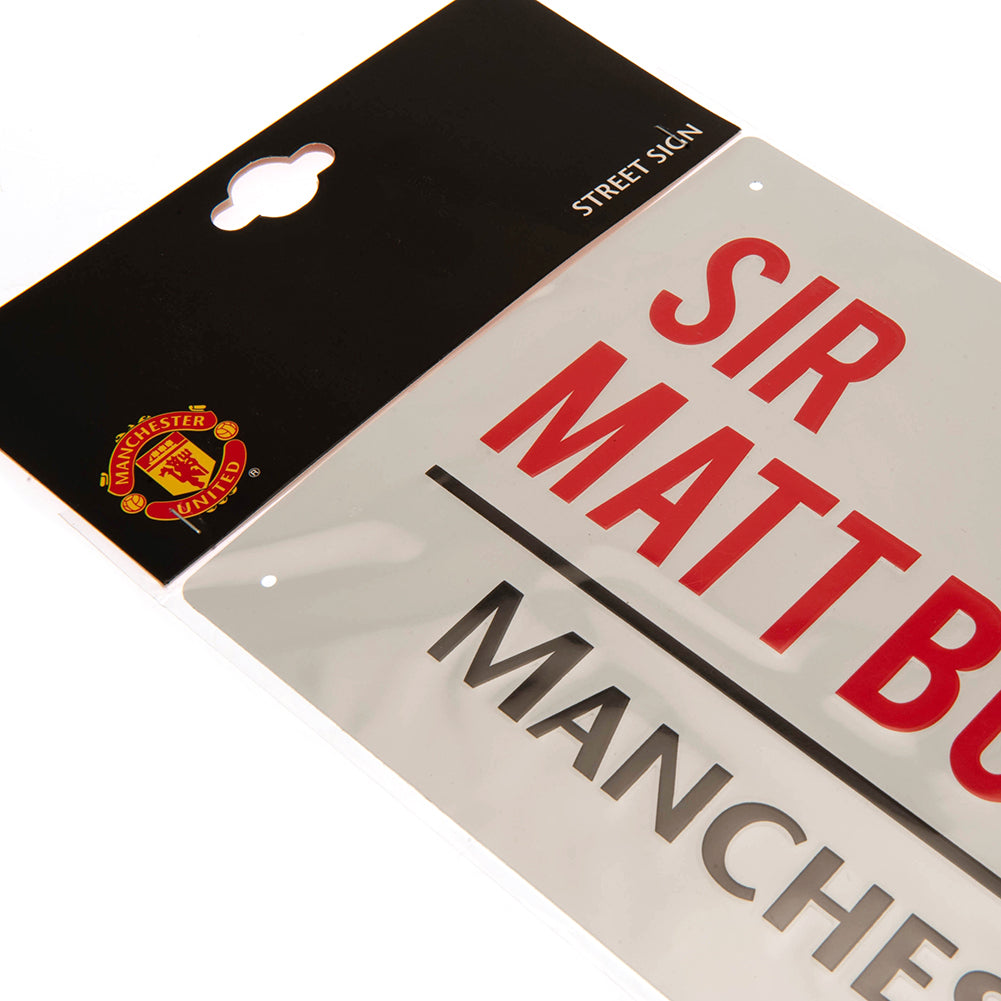 High - Gloss Stamped Metal Manchester United FC Sir Matt Busby Way Wall Sign