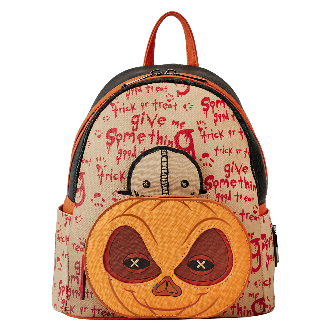 Loungefly Trick 'R Treat Themed Cosplay Mini Backpack with Unique Pumpkin Design