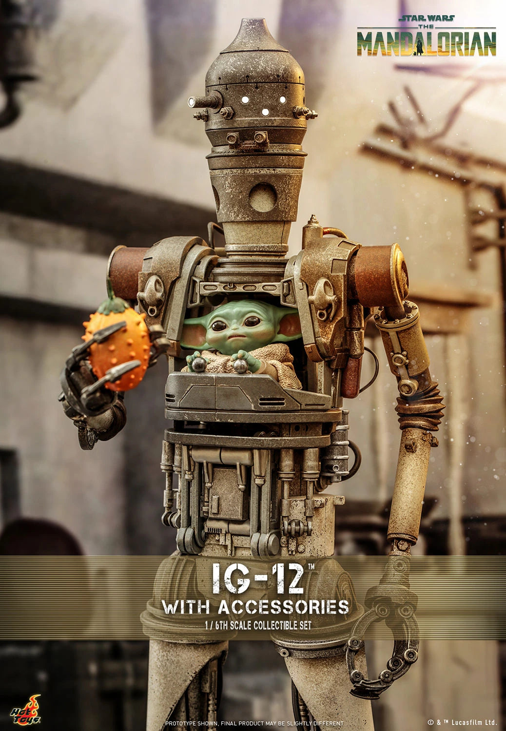 Hot Toys 1/6 Scale Mandalorian IG-12, Grogu & Accessories Collectible Set