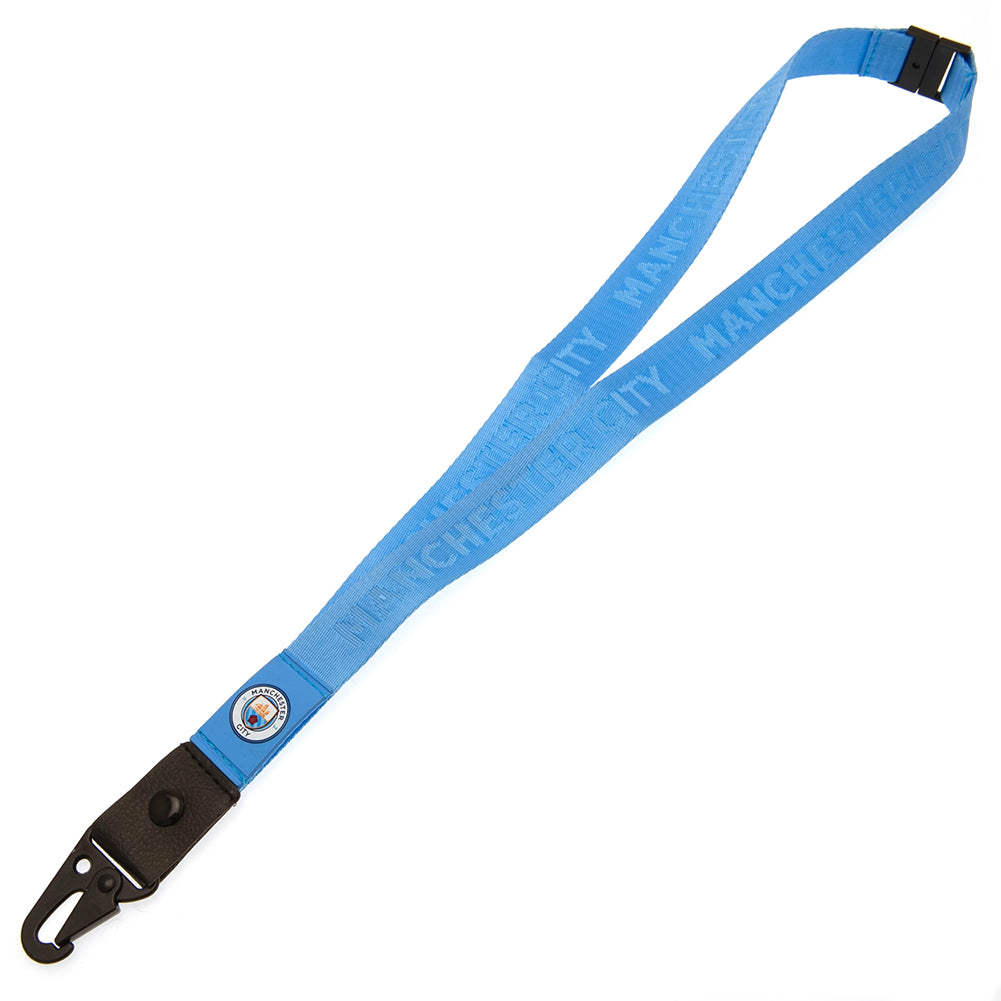Deluxe Sky Blue Manchester City FC Nylon Lanyard for IDs and Keys