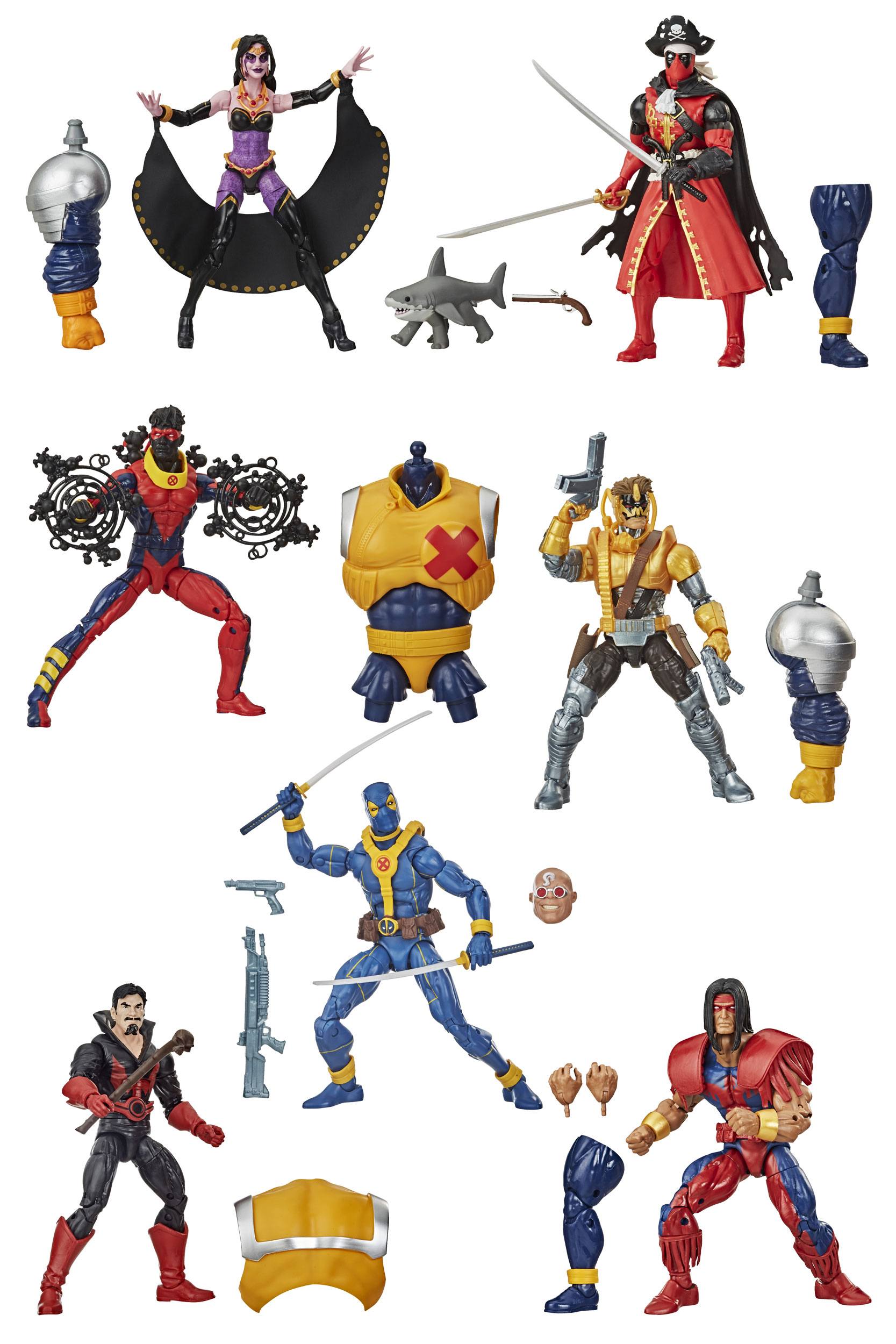 Marvel Legends Action Figures Series - Complete Build-A-Figure Bundle of 8 with Deadpool and Strong Guy Parts