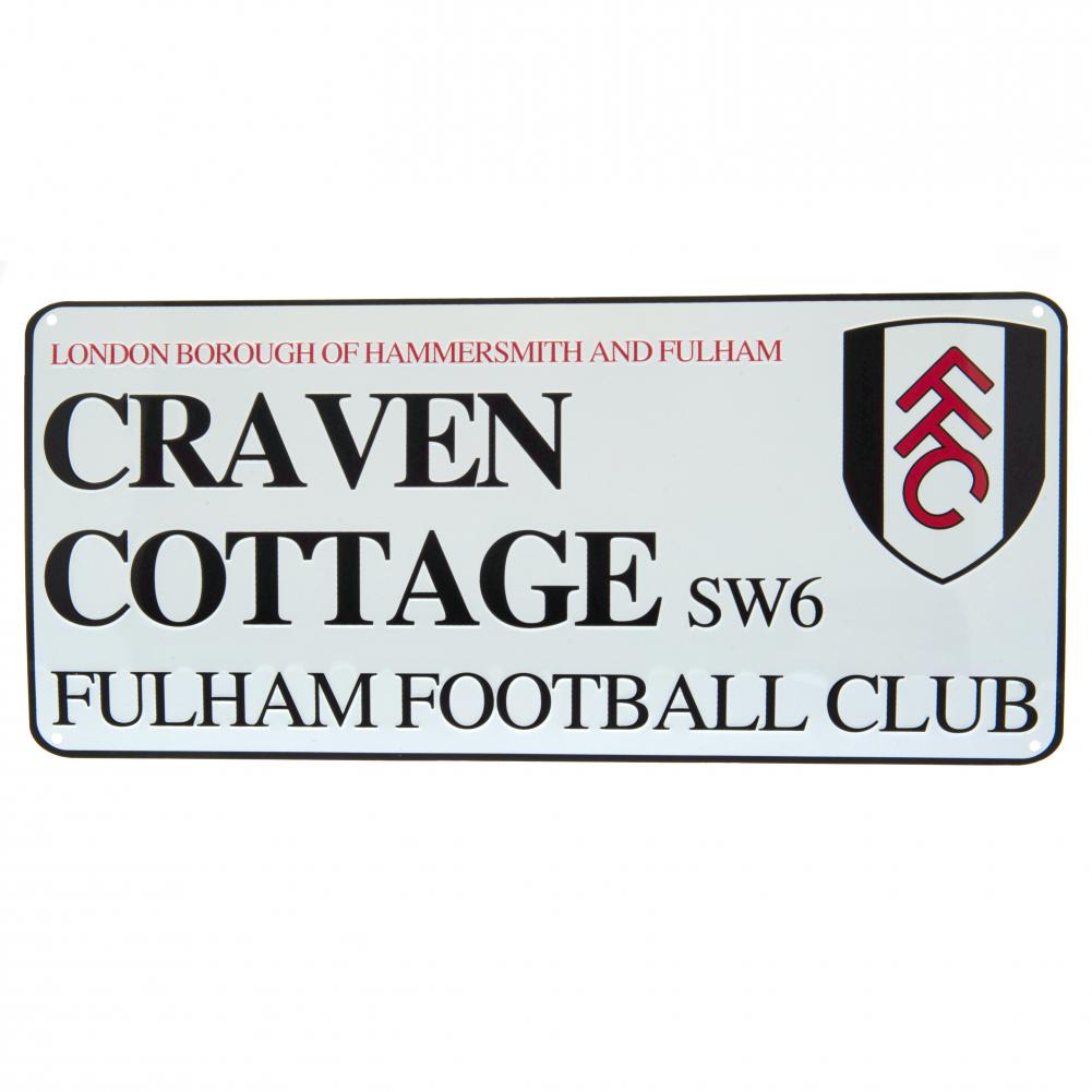 White Glossy Stamped Metal Wall Sign for Fulham FC's Craven Cottage