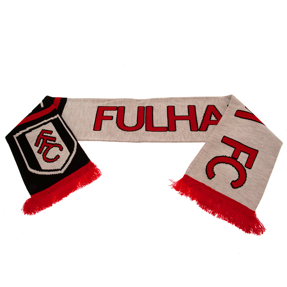 Fulham Football Club Stylish Black and White Knit Scarf with Red Fringe