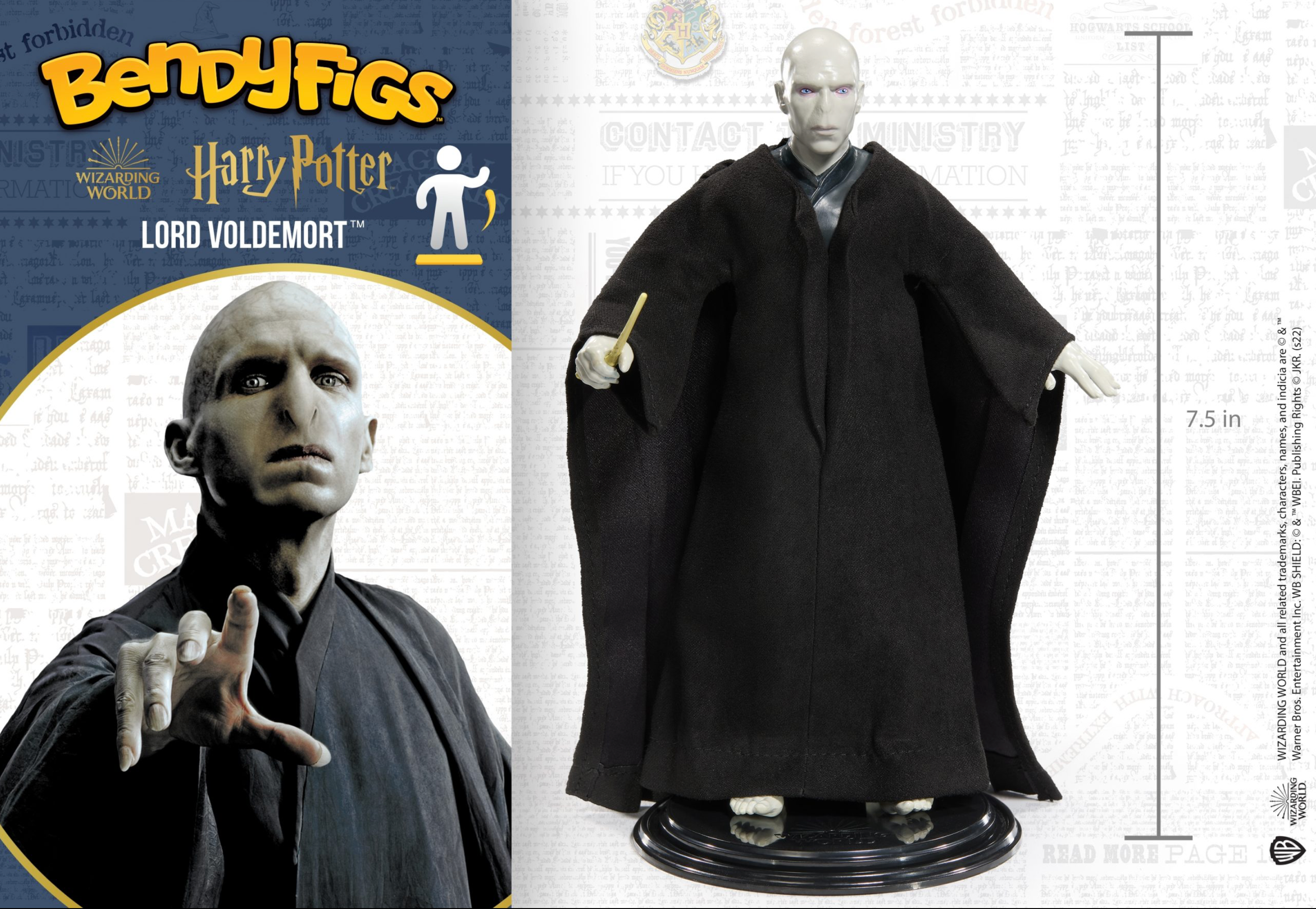 Authentic Bendable Lord Voldemort Figure from Harry Potter with Wand
