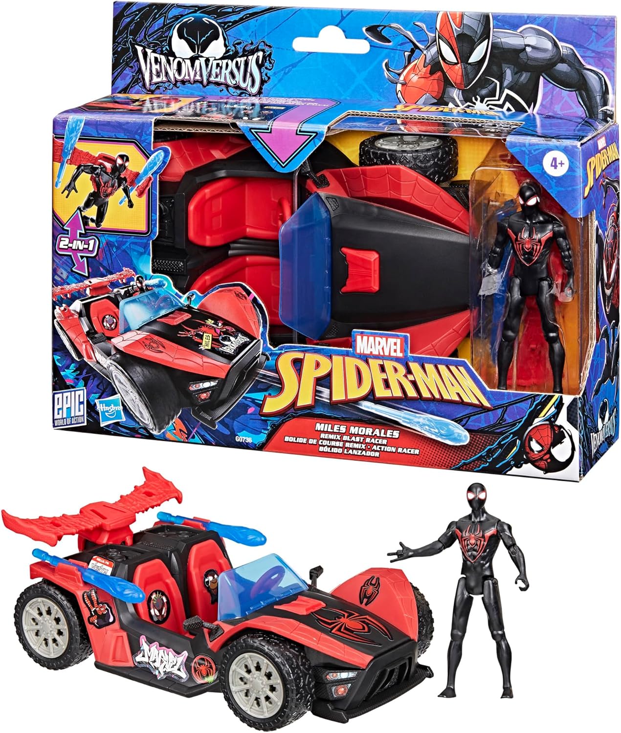 Marvel Spider - Man VenomVersus: Epic Miles Morales Remix Blast Racer Toy