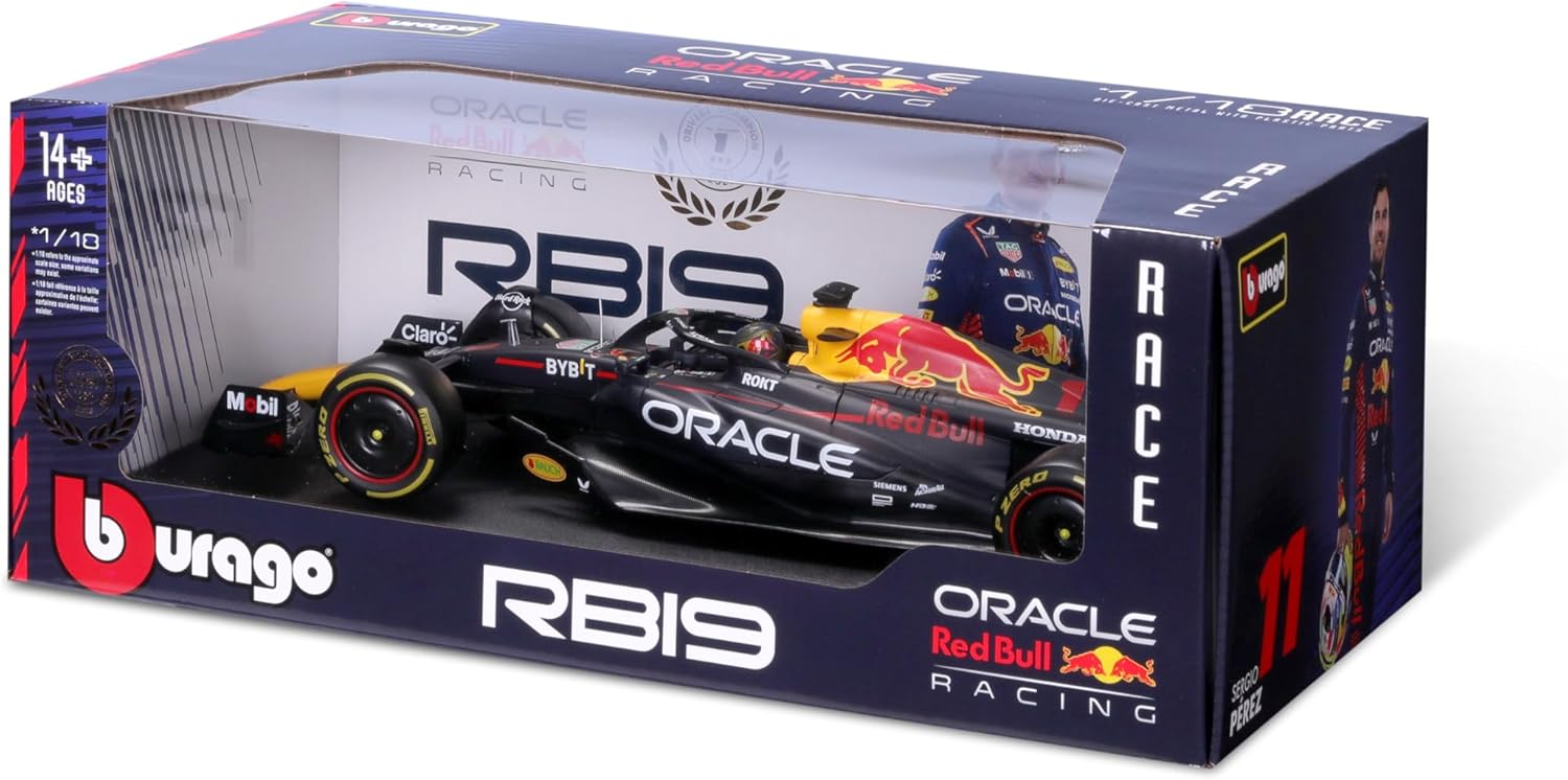 1:18 Scale Official Diecast Model of Formula 1 Red Bull Racing RB19 Driven by Max Verstappen with Helmet