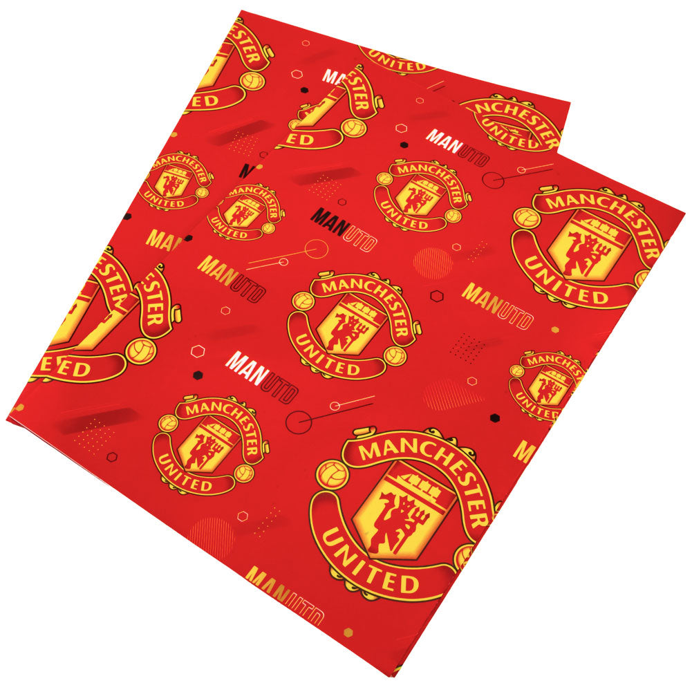 Manchester United Football Club Decorative Text Gift Wrapping Paper Set