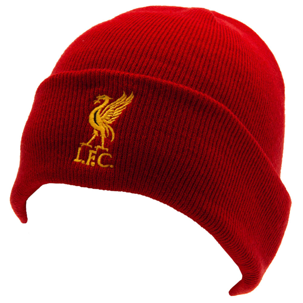 Liverpool FC Embroidered Razor Red Knitted Beanie with Turn - Up Cuff