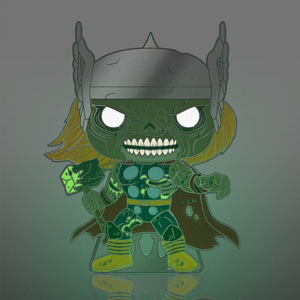 Marvel Zombie Themed Loungefly Glow-in-the-Dark Enamel Pin Featuring Thor from Funko's POP! Series