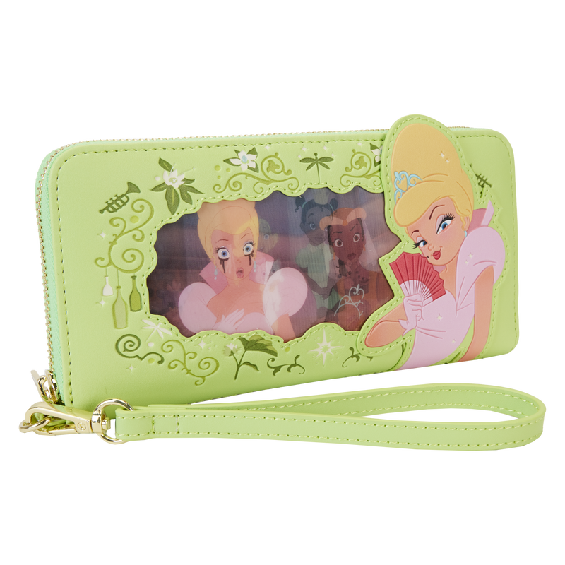 Loungefly Princess and the Frog Tiana Series Lenticular Zip Around Vegan Leather Wristlet Wallet