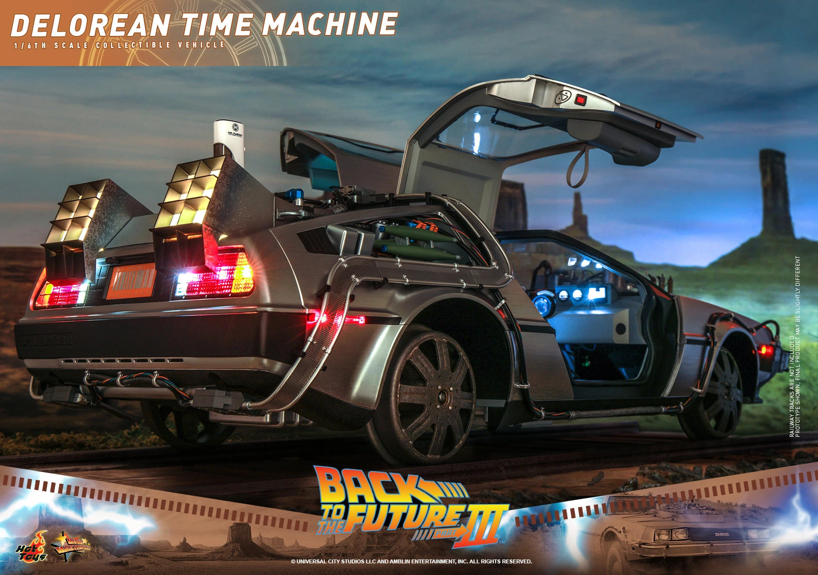 Hot Toys 1/6th Scale Back to the Future Part III DeLorean Time Machine Collectible