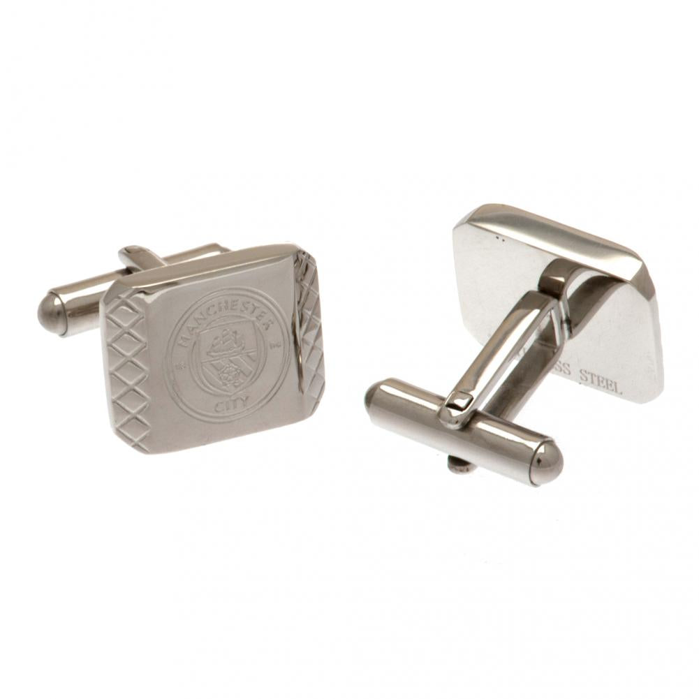 High - Quality Manchester City Football Club Stainless Steel Patterned Dress Cufflinks for Men