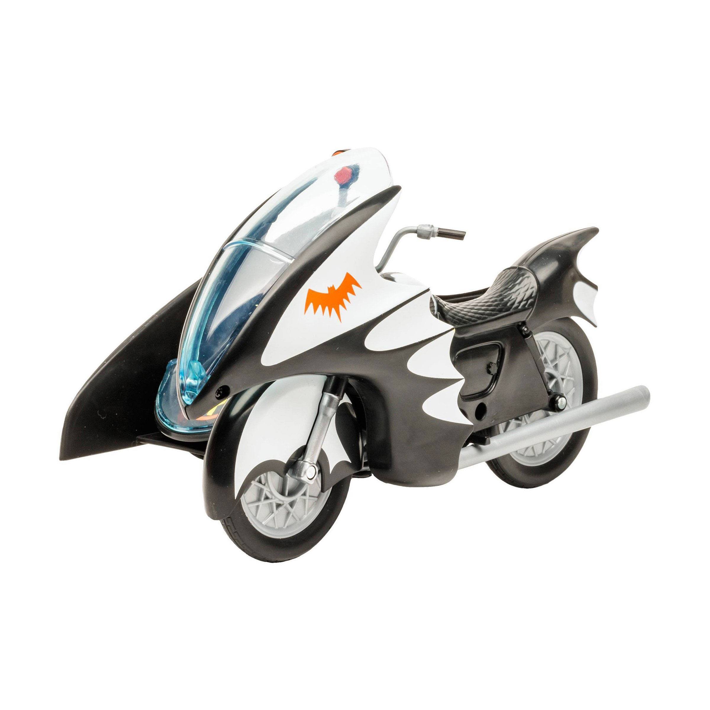 McFarlane DC Retro 1966-Style Batcycle Toy with Detachable Side Car for Collectible Figures
