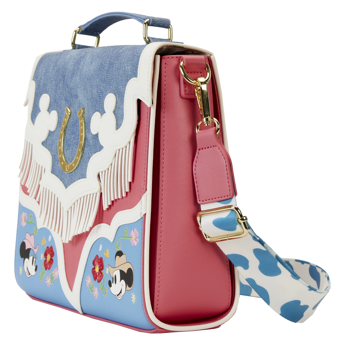 Loungefly Licensed Disney Western-Style Mickey And Minnie Design Crossbody Shoulder Bag for Fashion Lovers