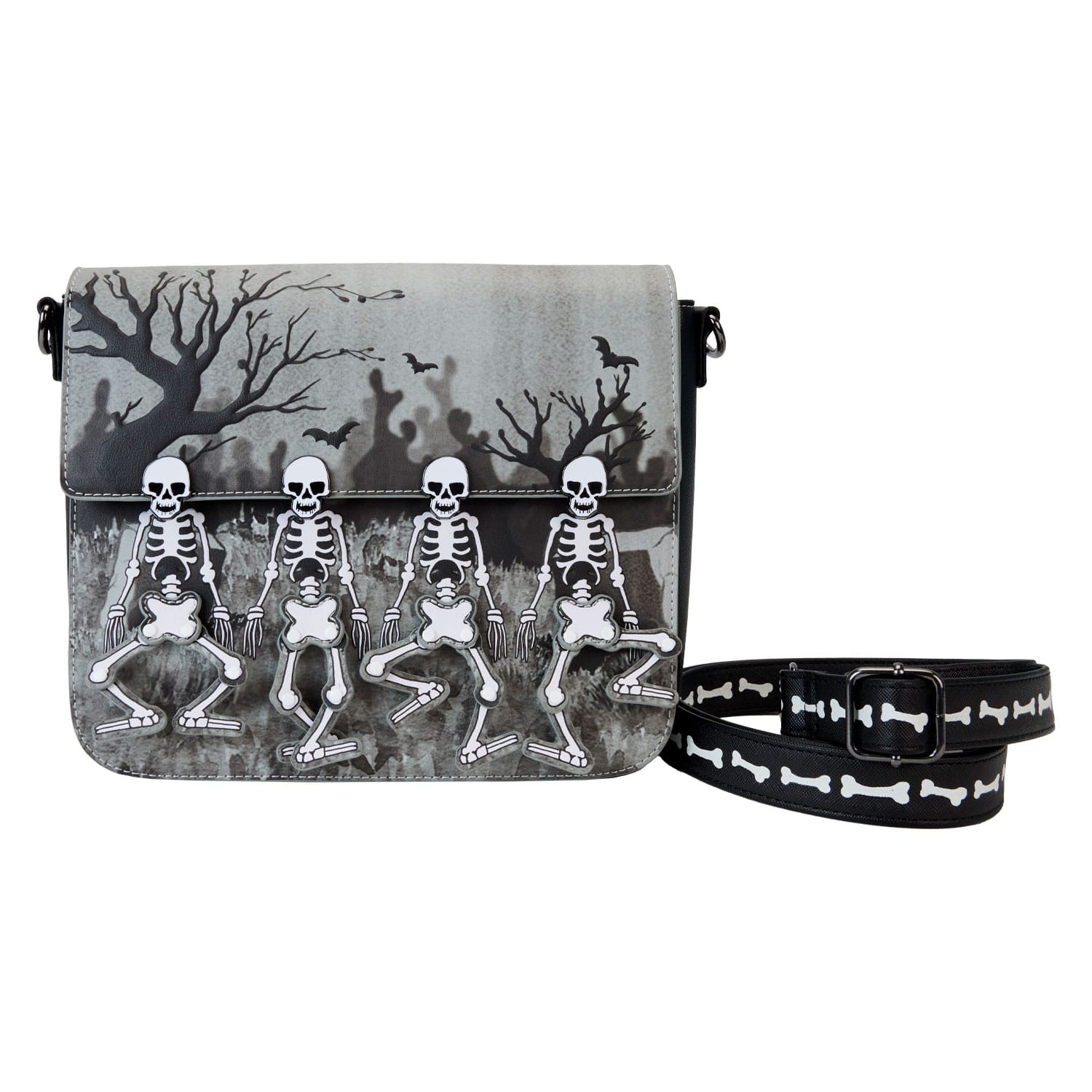 Loungefly Disney Glow-in-the-Dark Skeleton Dance Adjustable Crossbody Bag