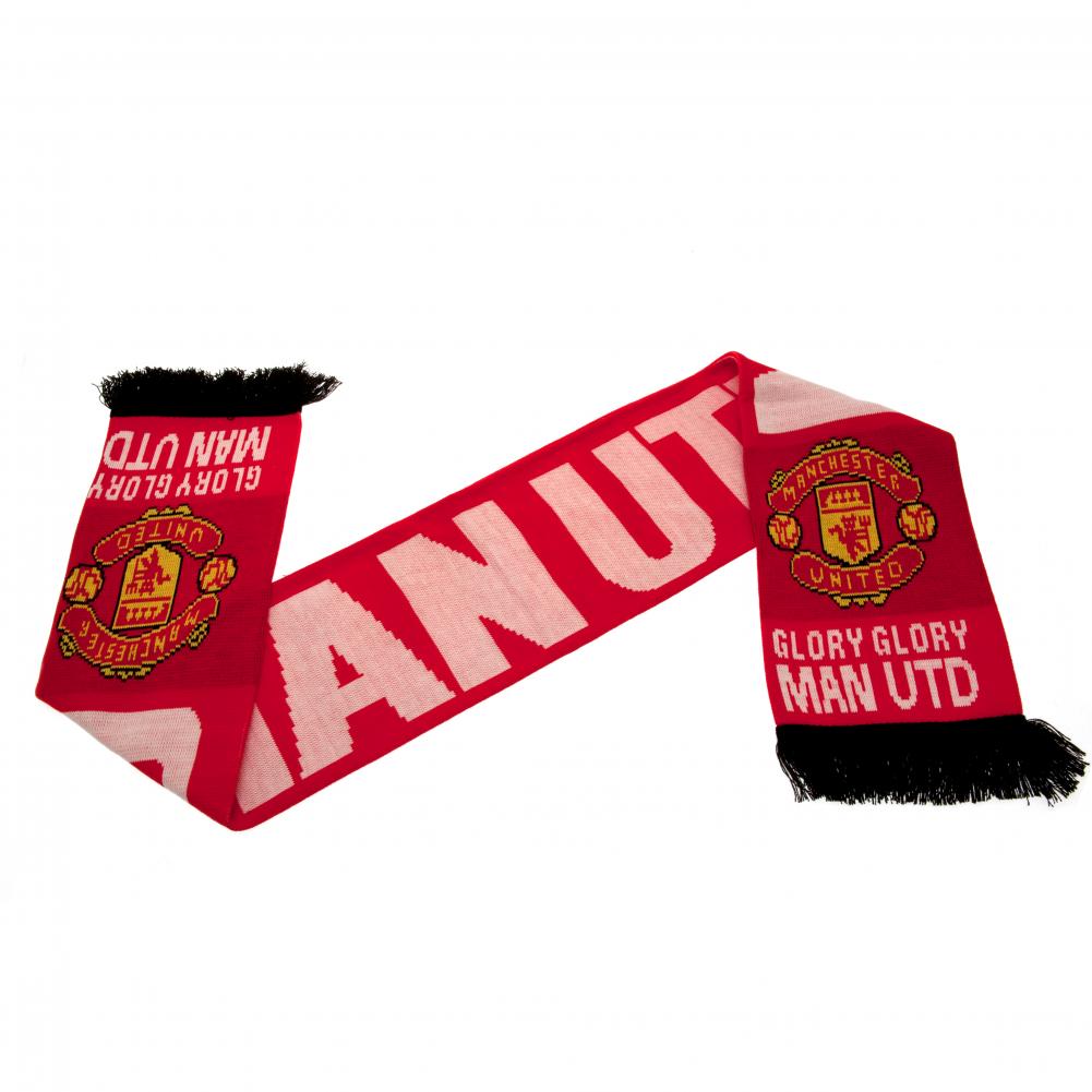 Official Manchester United Football Club Glory Glory Knitted Scarf for Fans