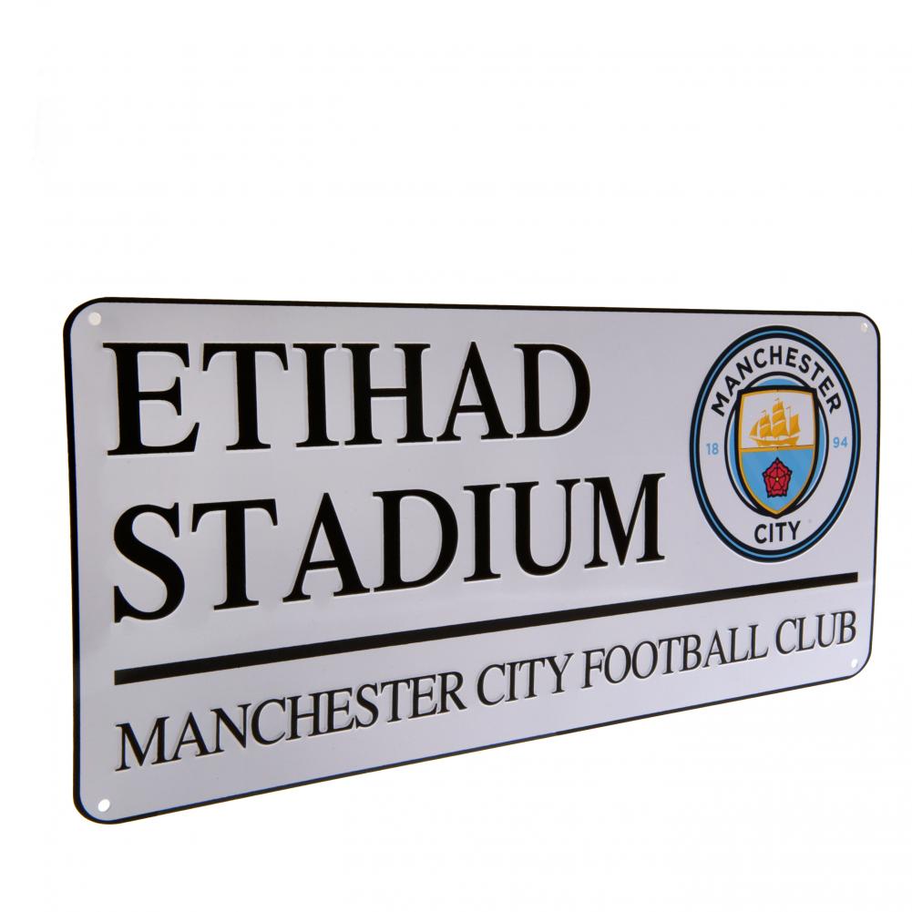 Stunning White Gloss Finish Manchester City FC Road Wall Sign