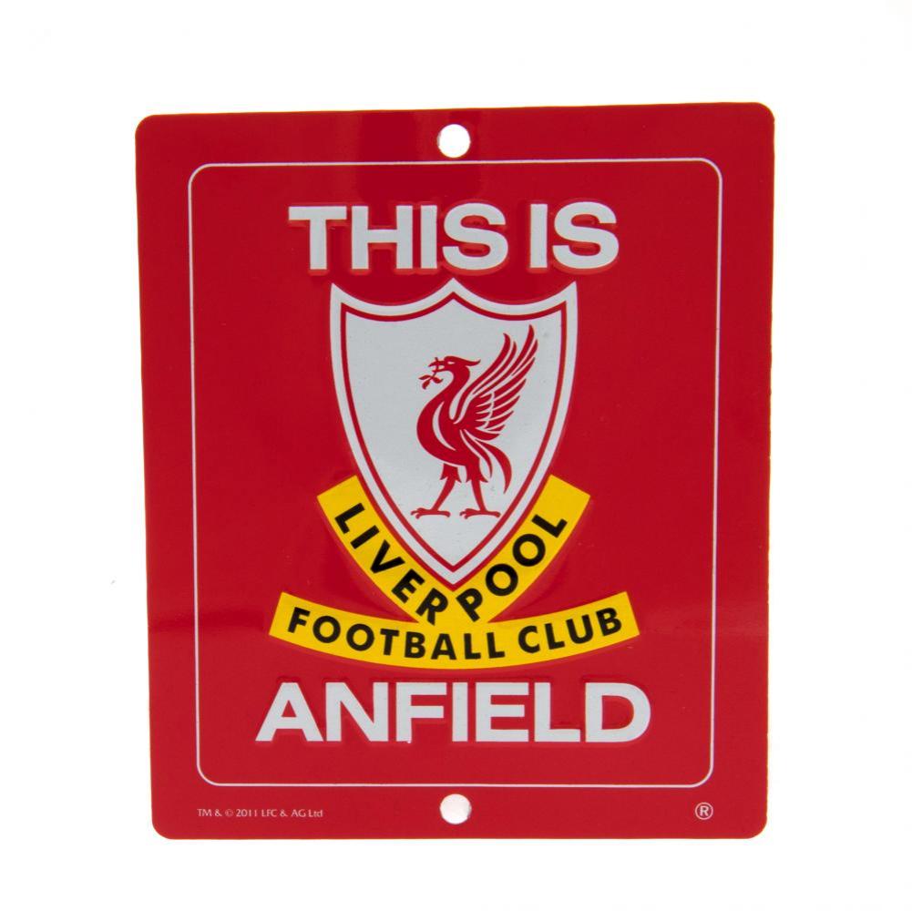 Vibrant Red Liverpool FC 'This Is Anfield' Stamped Metal Window Sign