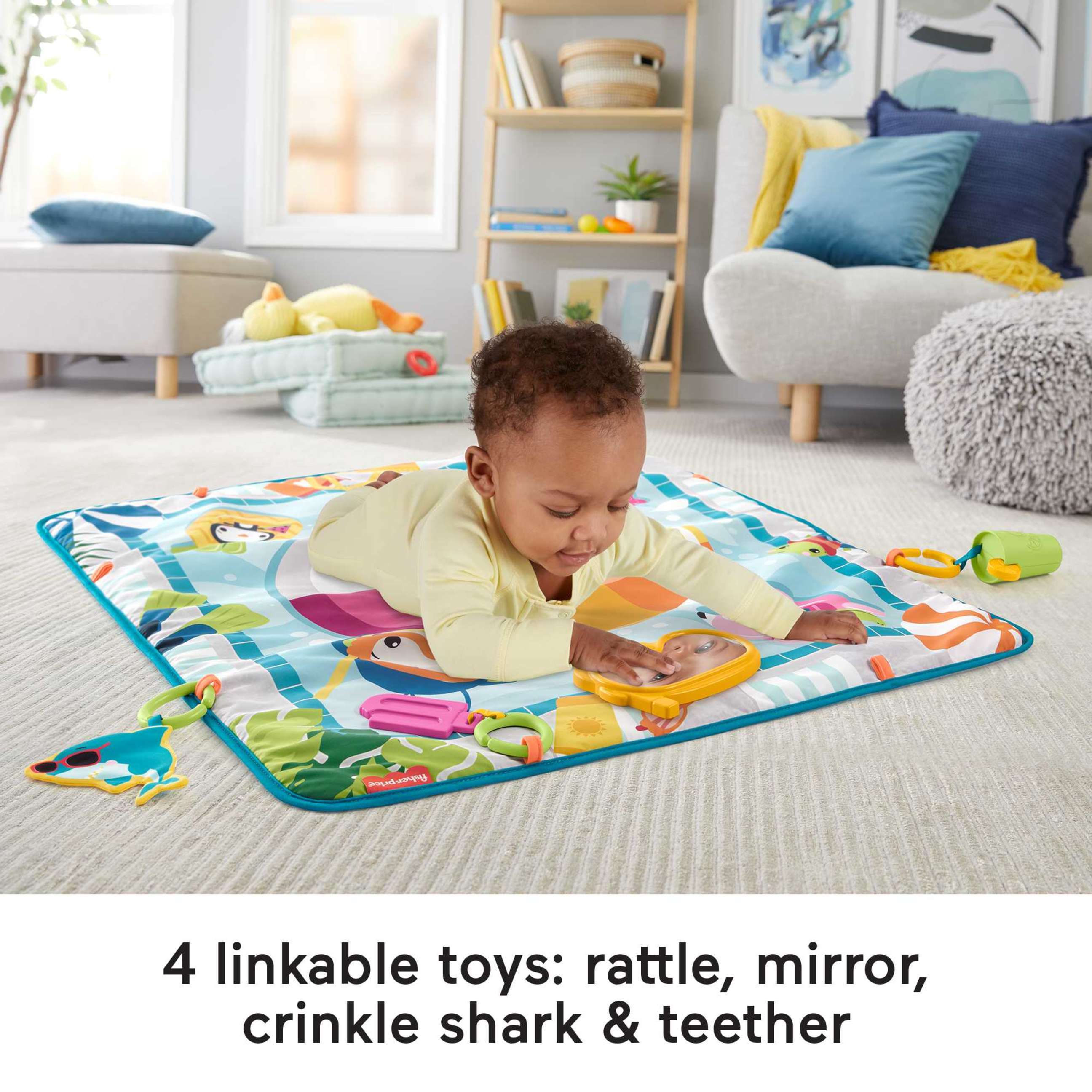 Fisher-Price Colorful Activity Mat for Newborns with Pool Theme