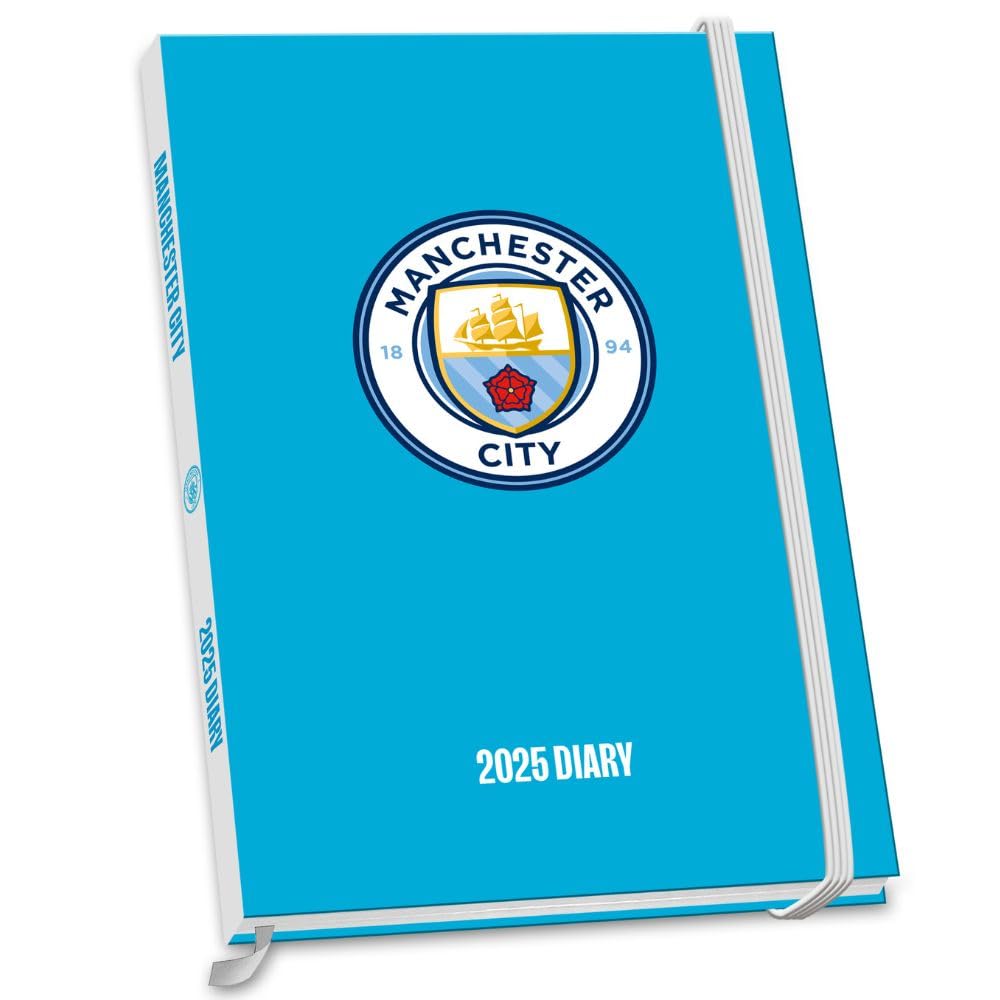 2025 Light Blue Hardback A5 Manchester City FC Weekly View Diary
