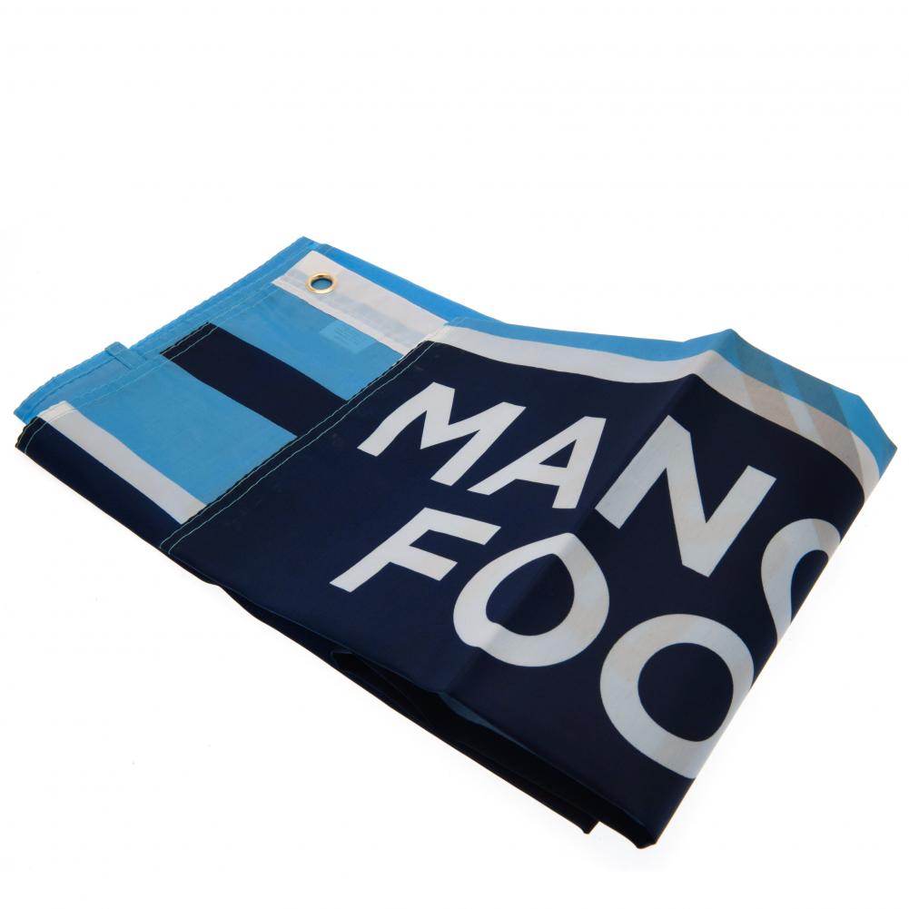 Large Sky Blue Manchester City FC Supporters Flag with Full - Colour Crest