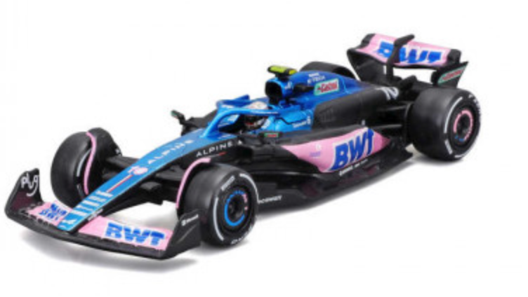 Formula 1 BWT Alpine A523 Official 1:43 Scale Die - cast Model Car Driven by Pierre Gasly with Helmet, a Collectible Racing Replica