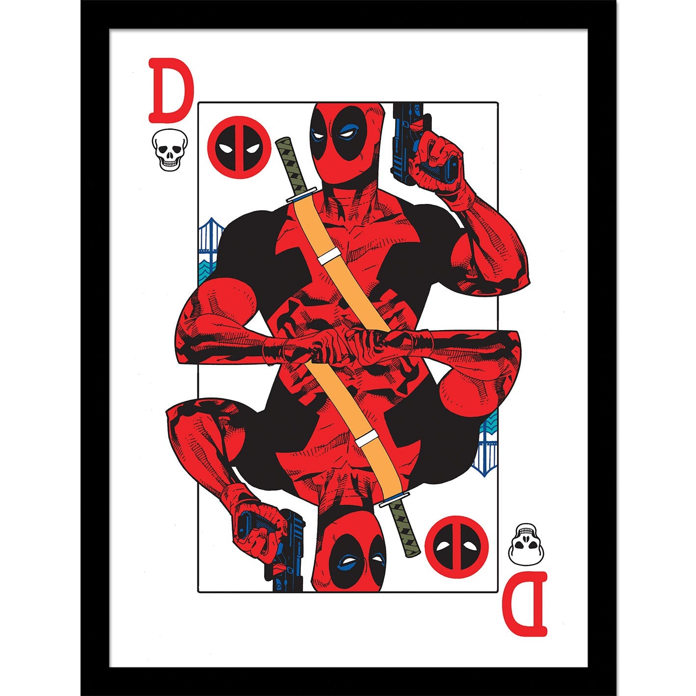 Framed Collector Print of Marvel Deadpool Playing Card