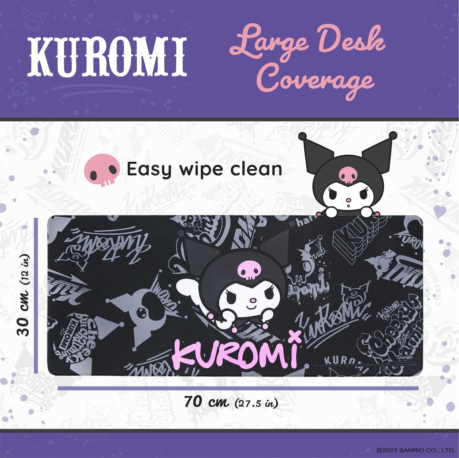 Stylish Hello Kitty & Friends Kuromi-themed Large-sized Desk Mat for Workspace Decoration