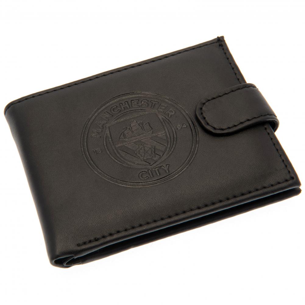 Manchester City FC Stylish RFID-Protected Black Leather Wallet