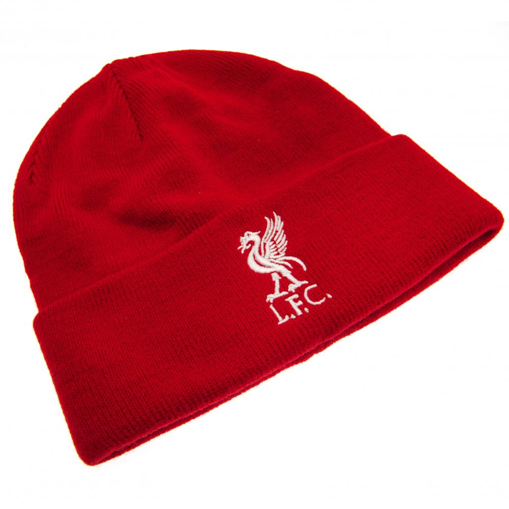 Red Knitted Liverpool FC Beanie with Turn - up Cuff for All Sizes