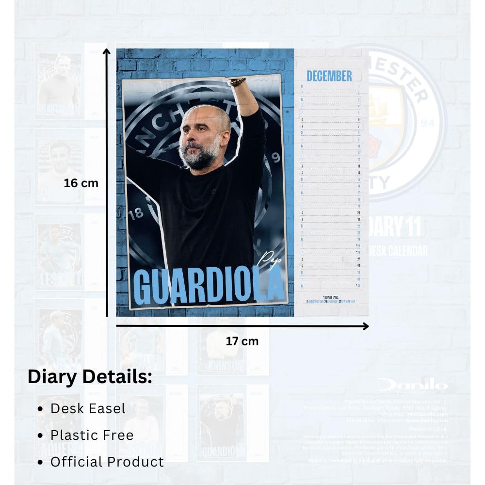 2025 Manchester City Football Club Desktop Easel Calendar - Special Edition 'Legendary 11'