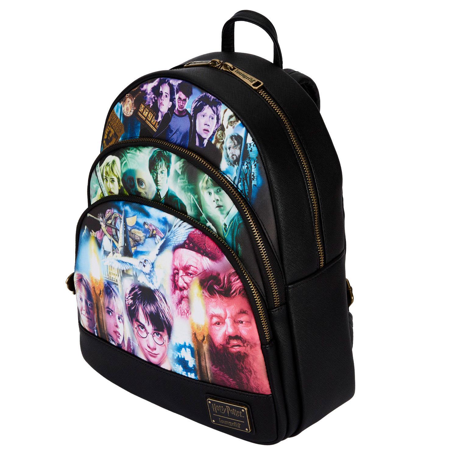 Loungefly Branded Harry Potter Trilogy Themed Triple Pocket Mini Backpack for Fashionable Carrying