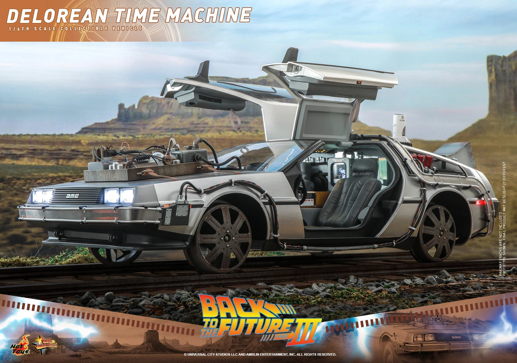 Hot Toys 1/6th Scale Back to the Future Part III DeLorean Time Machine Collectible