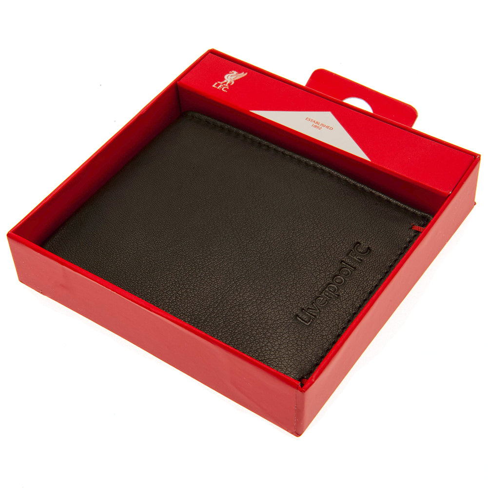 Premium Liverpool FC Embossed Leather Wallet with Red Stitching