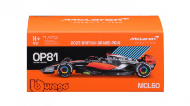 1:43 Scale Official Diecast Model of Formula 1 McLaren MCL60 Oscar Piastri's Car with Helmet