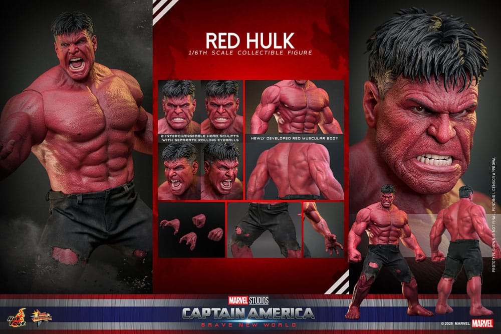 Hot Toys 1/6th Scale Collectible Action Figure of Red Hulk from Captain America: Brave New World