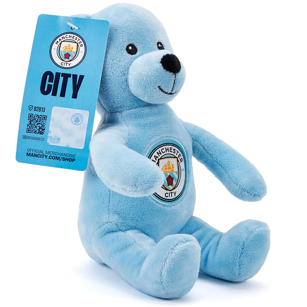 100% Polyester Manchester City FC Tactile Solid Plush Bear, Approx 20cm Tall