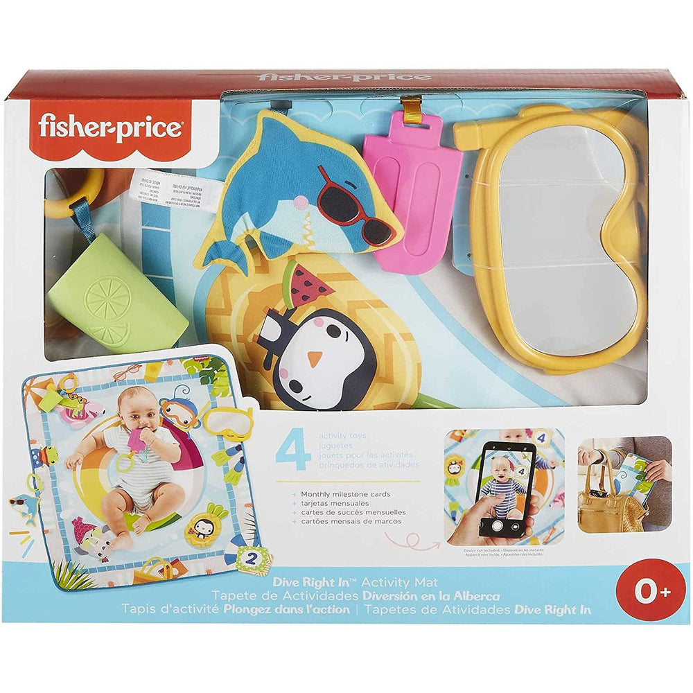 Fisher-Price Colorful Activity Mat for Newborns with Pool Theme
