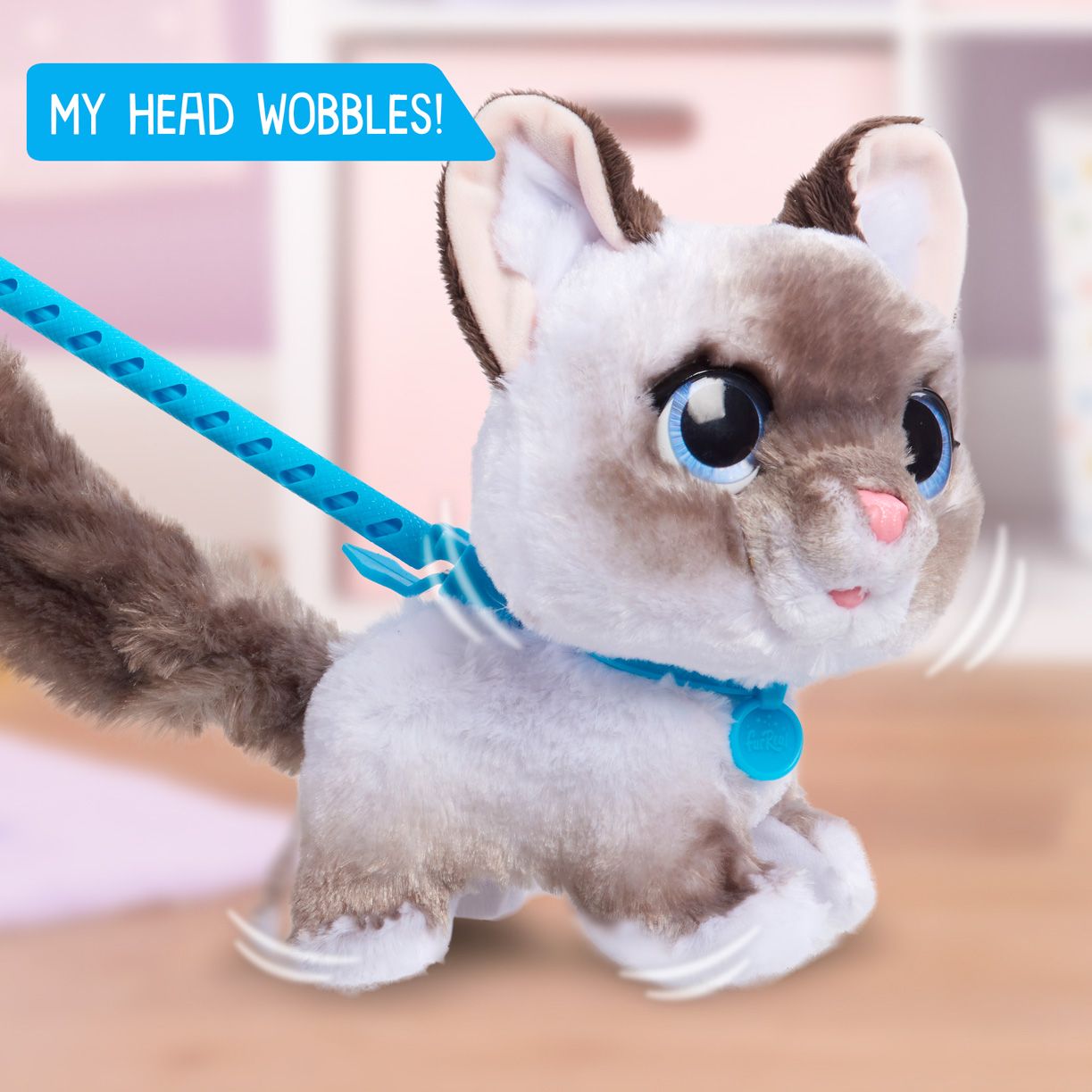 FurReal Interactive Wagging Kitty Toy - Gray and White Ragdoll Style