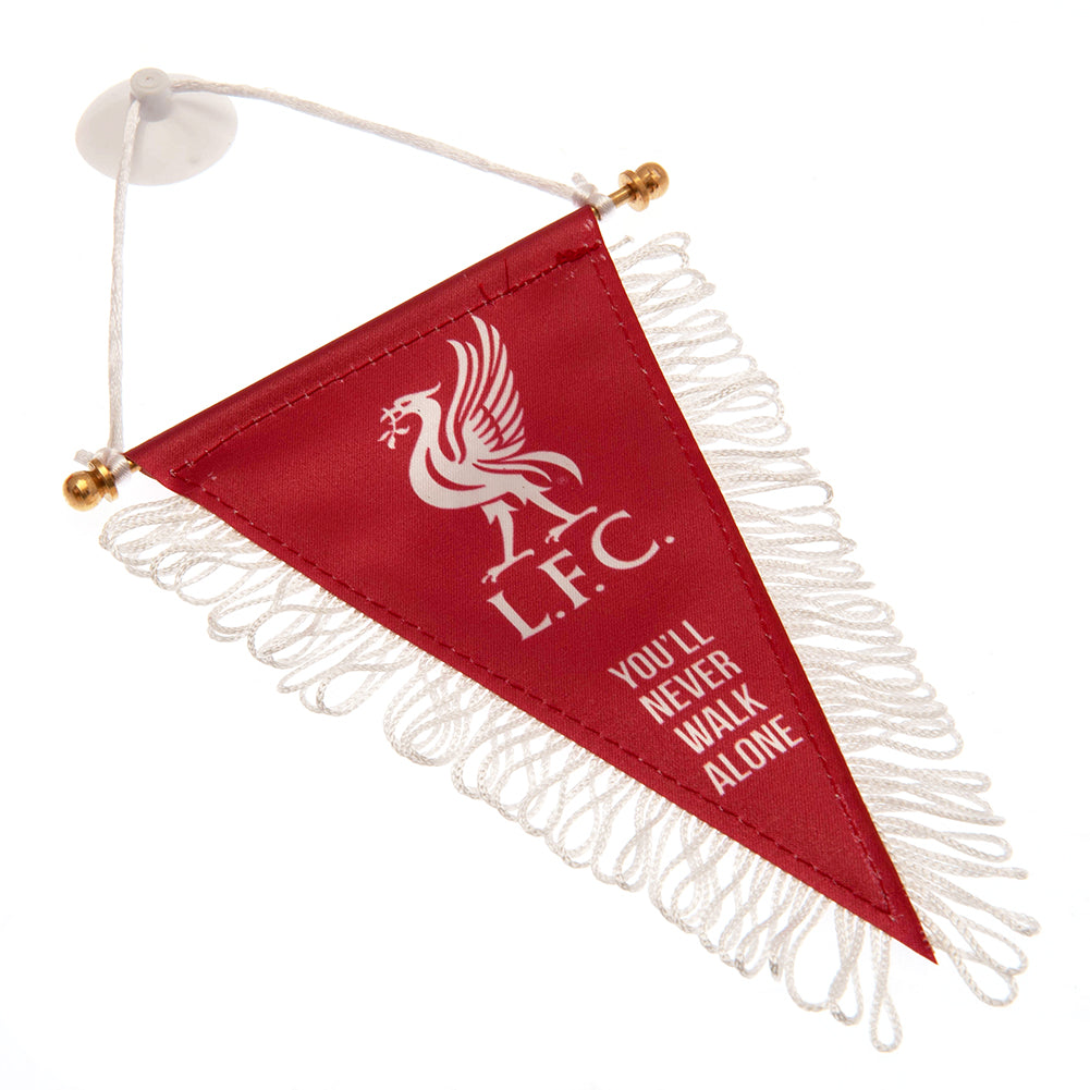 Mini Triangular Satin Pennant of Liverpool FC with Liverbird Crest