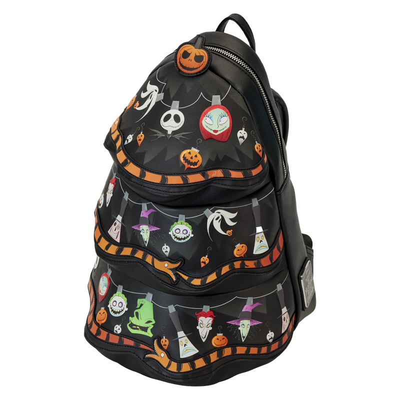 Loungefly Disney The Nightmare Before Christmas Glow - in - the - Dark Tree - Shaped Mini Backpack for Festive Occasions