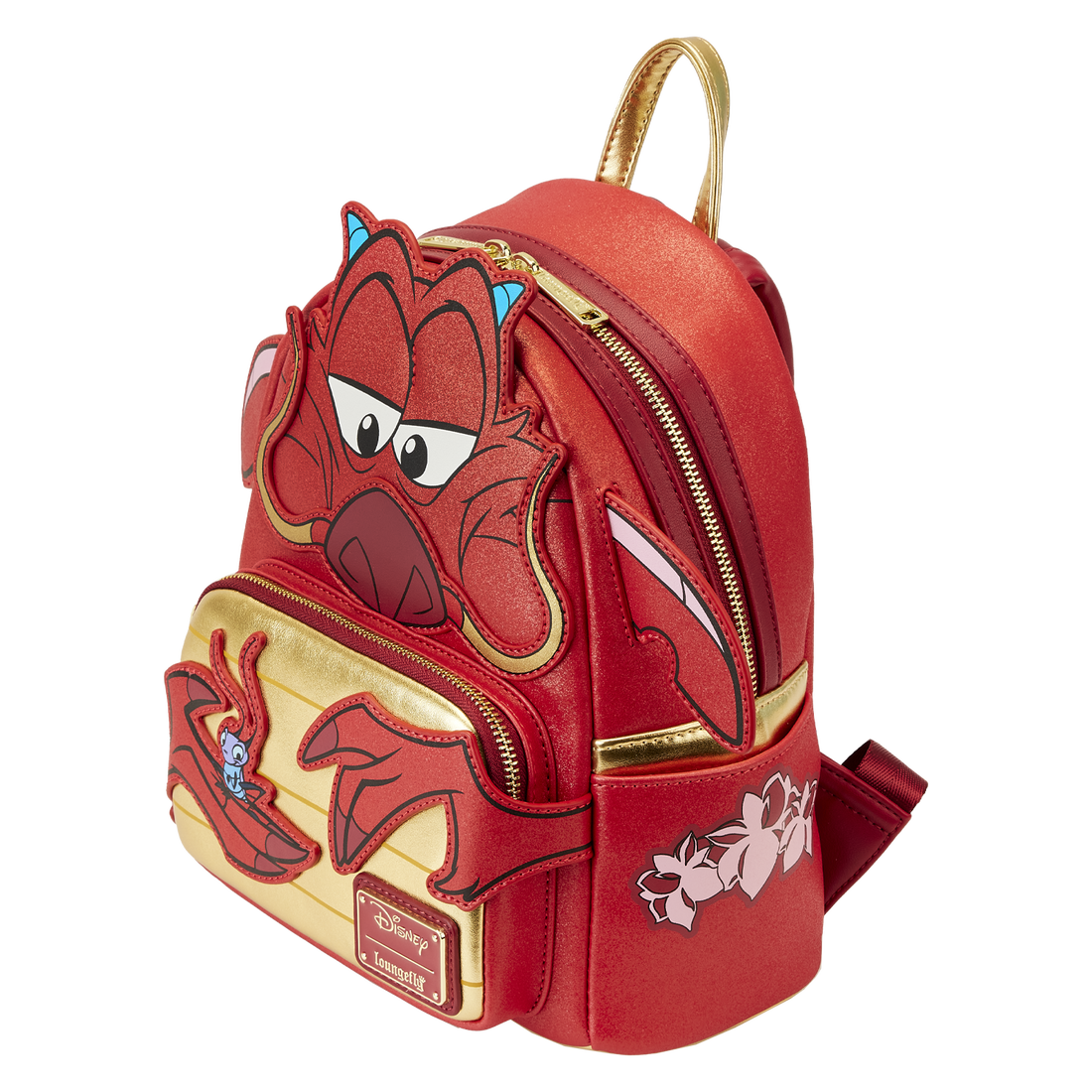 Loungefly Disney Mulan 25th Anniversary Mushu Themed Glittery Cosplay Style Mini Backpack for Fashionable Outings