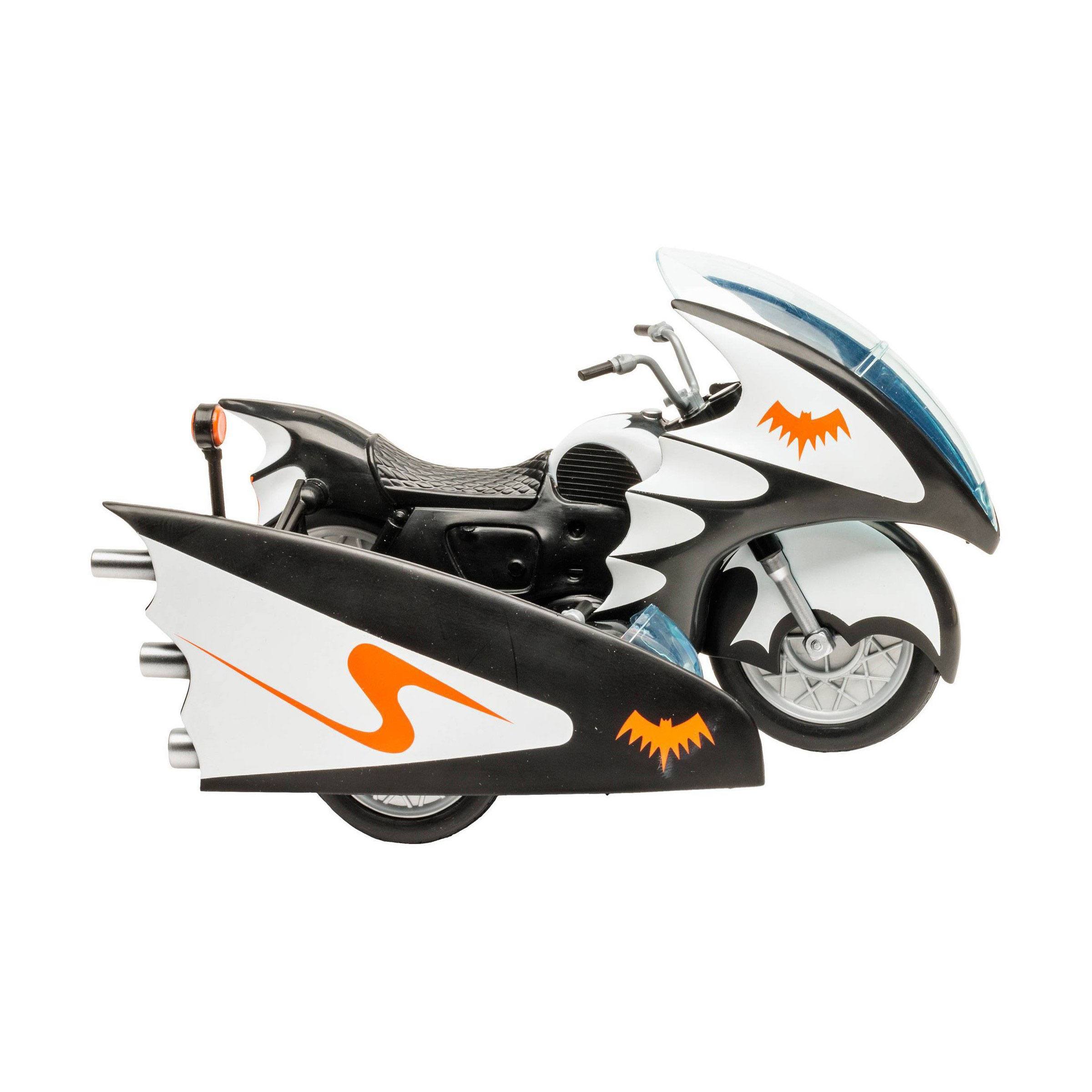 McFarlane DC Retro 1966-Style Batcycle Toy with Detachable Side Car for Collectible Figures