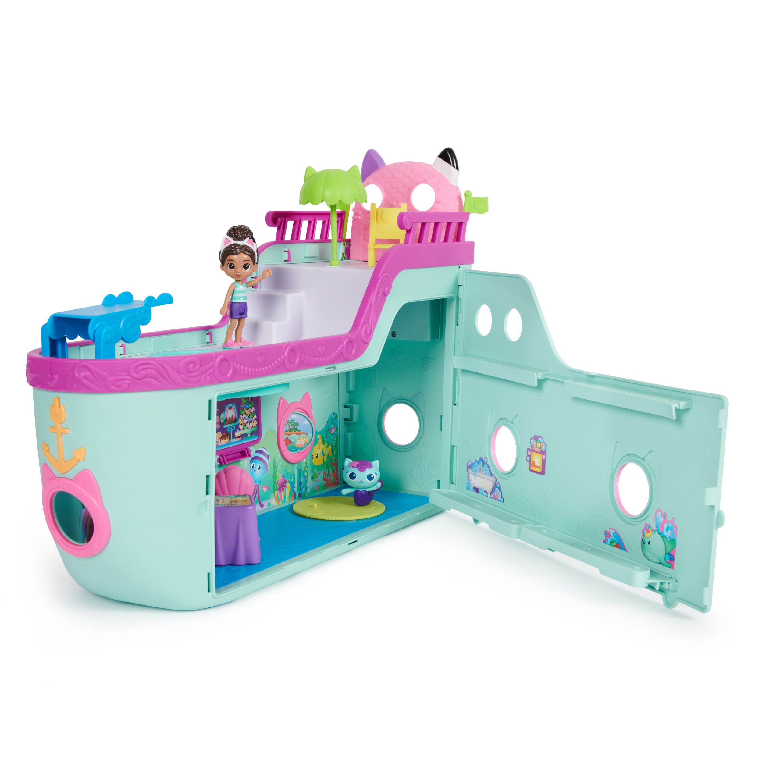 DreamWorks Gabby's Dollhouse Pretend Play Cruise Ship Toy with Multiple Accessories