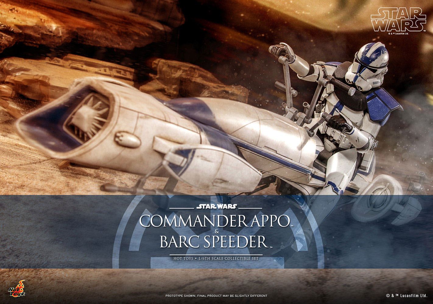 Hot Toys 1:6 Scale Star Wars Clone Wars - Detailed Commander Appo with BARC Speeder Set