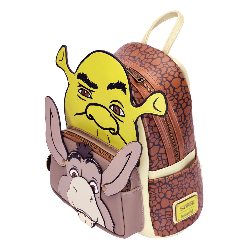 Loungefly Branded Mini Cosplay Backpack Featuring Shrek and Donkey Characters